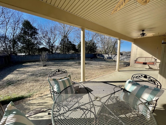 view of patio / terrace with ceiling fan