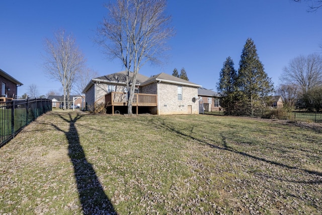 view of yard featuring a wooden deck