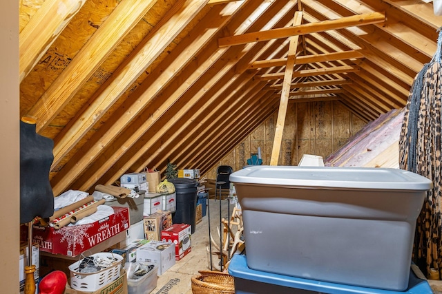 view of unfinished attic