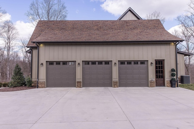 garage featuring central AC unit