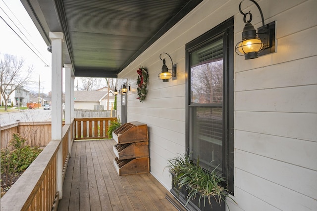 wooden deck with covered porch