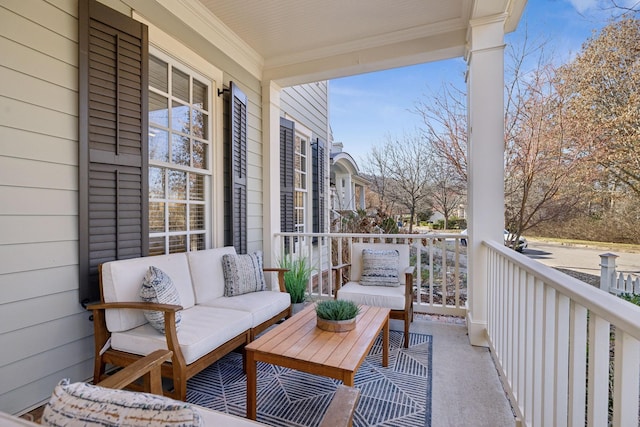 balcony featuring an outdoor living space