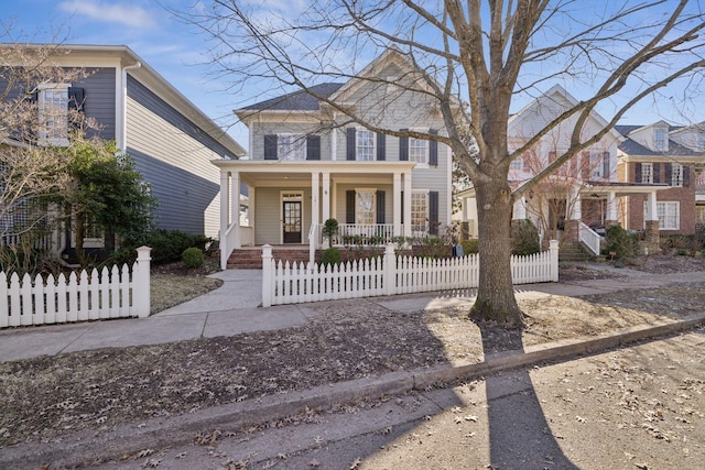 view of front of property featuring covered porch