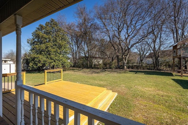 view of yard featuring a deck