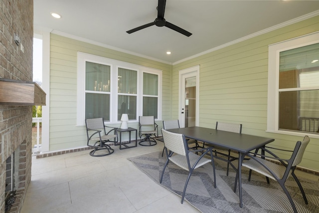 view of patio / terrace featuring ceiling fan