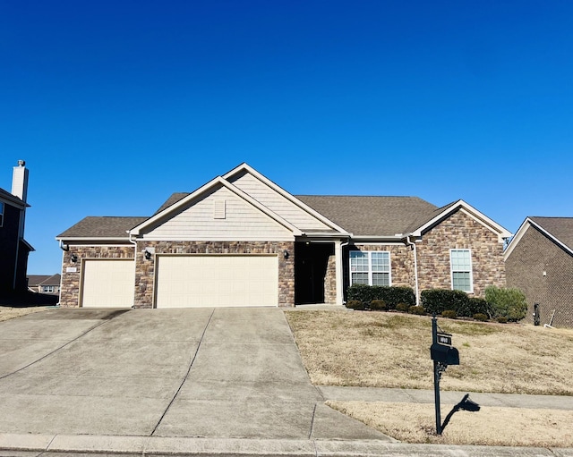 single story home featuring a garage