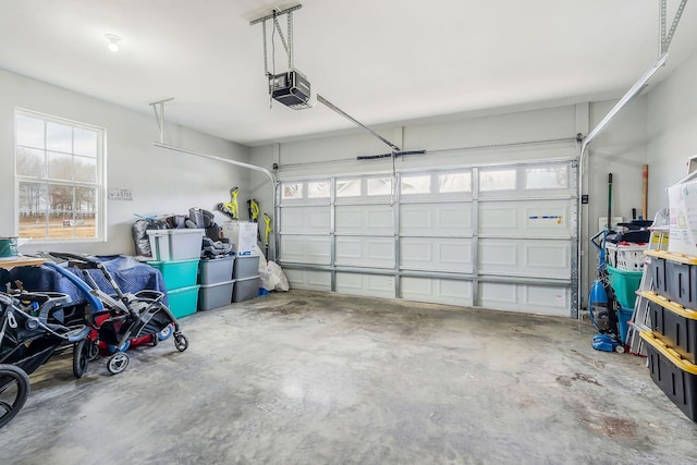 garage with a garage door opener