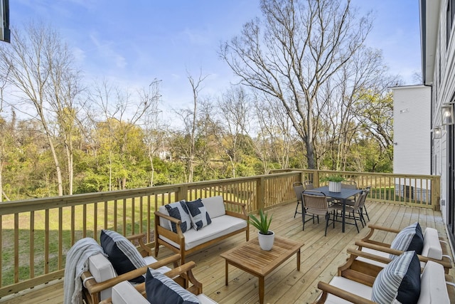 deck featuring an outdoor living space