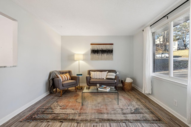 sitting room featuring dark hardwood / wood-style floors