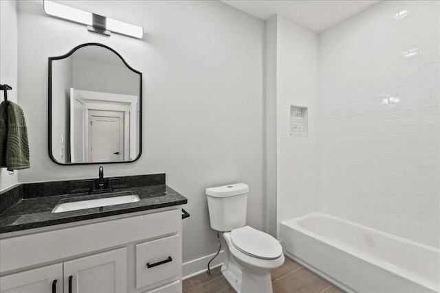 full bathroom featuring shower / tub combination, vanity, and toilet