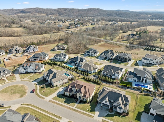 aerial view with a mountain view