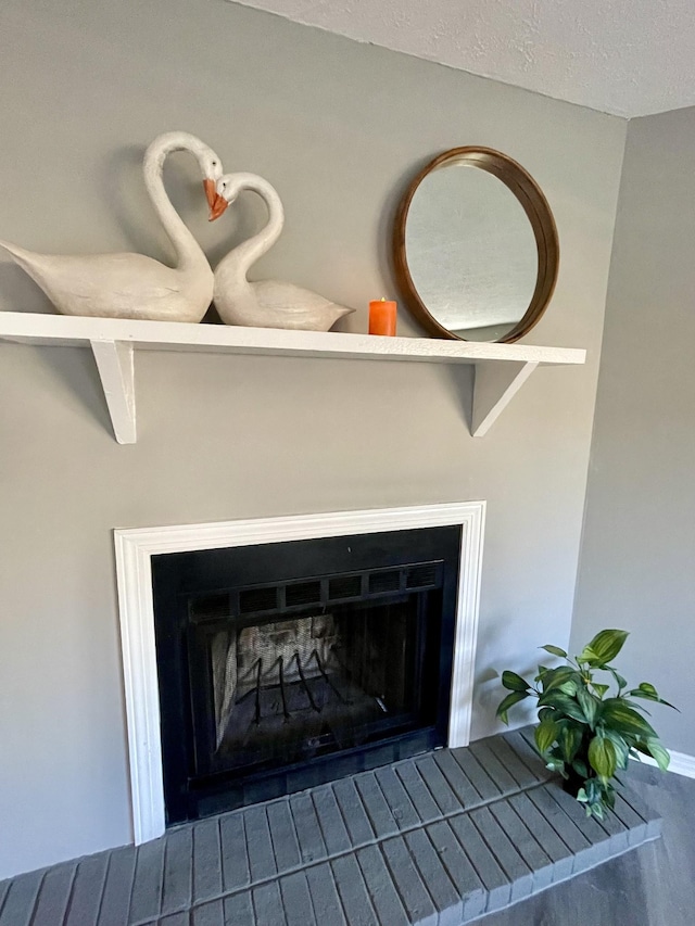 room details with a textured ceiling