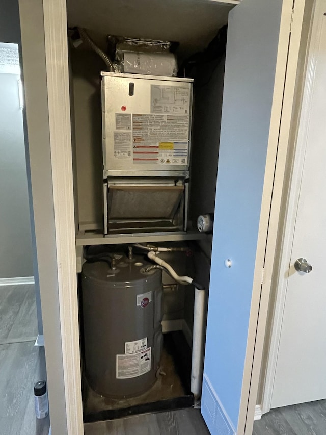 utility room with water heater