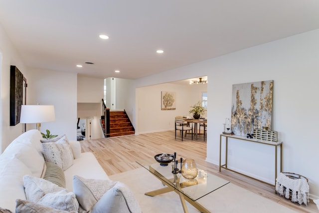 living room with hardwood / wood-style flooring