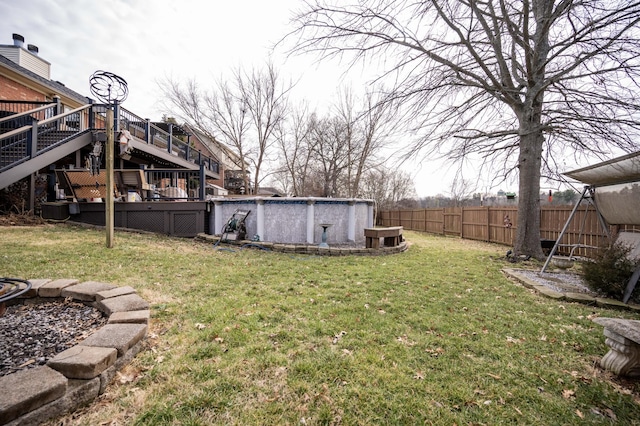 view of yard featuring a swimming pool side deck