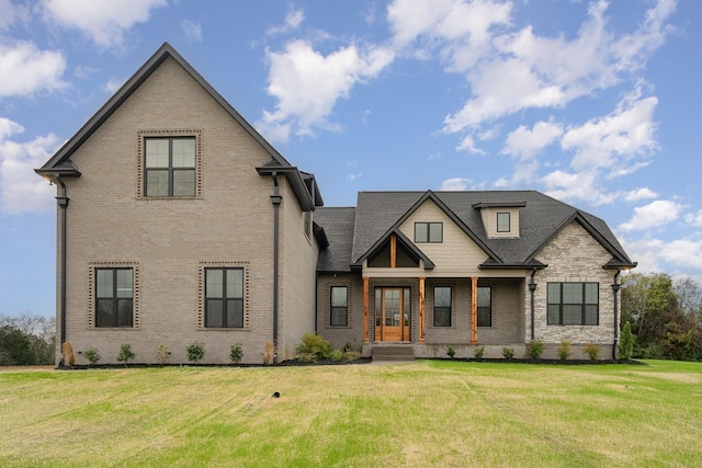 view of front of property with a front lawn