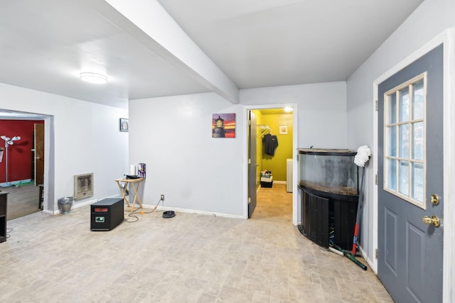 interior space with beam ceiling