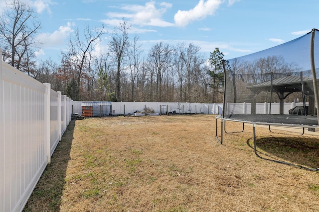 view of yard featuring a trampoline