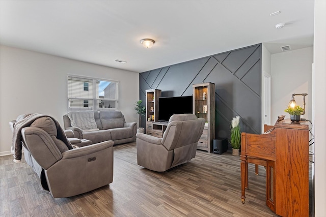 living room featuring hardwood / wood-style flooring