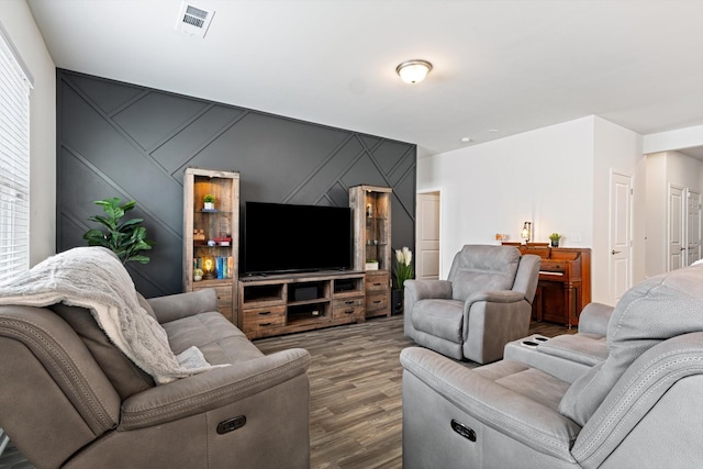 living room featuring hardwood / wood-style flooring