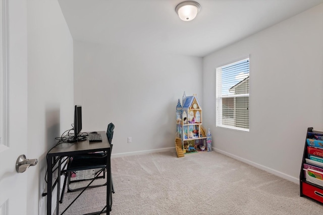 view of carpeted home office