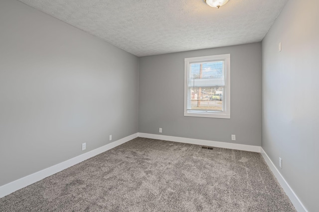 spare room featuring carpet and a textured ceiling