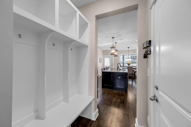 mudroom featuring dark hardwood / wood-style floors