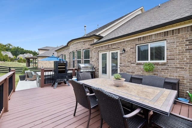 deck featuring area for grilling