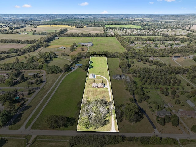 drone / aerial view with a rural view