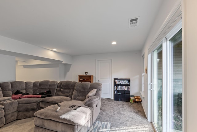 living room with light carpet