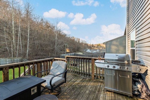 wooden deck with grilling area