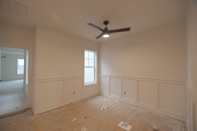 spare room featuring ceiling fan