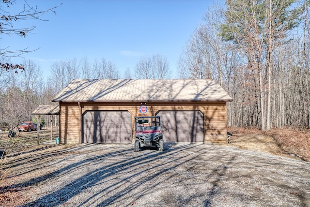 exterior space featuring a garage