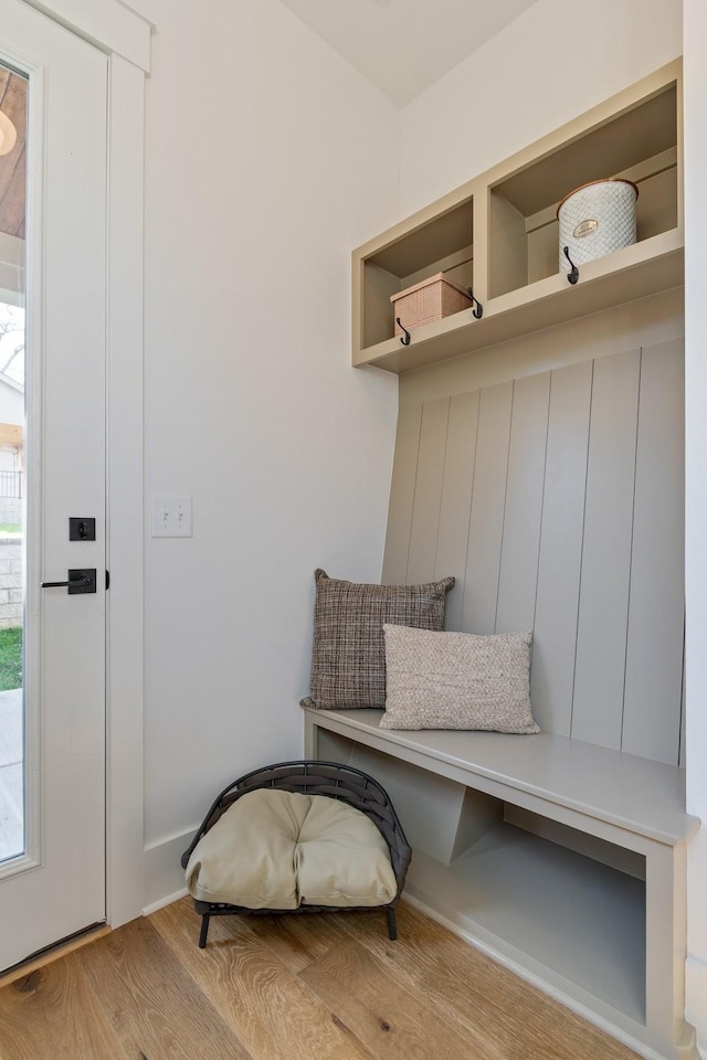 mudroom featuring light wood-type flooring