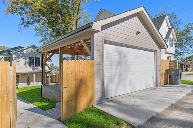 view of garage