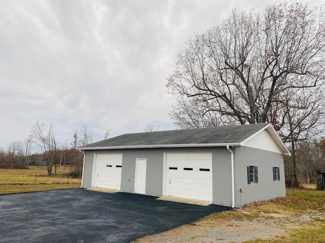 view of detached garage