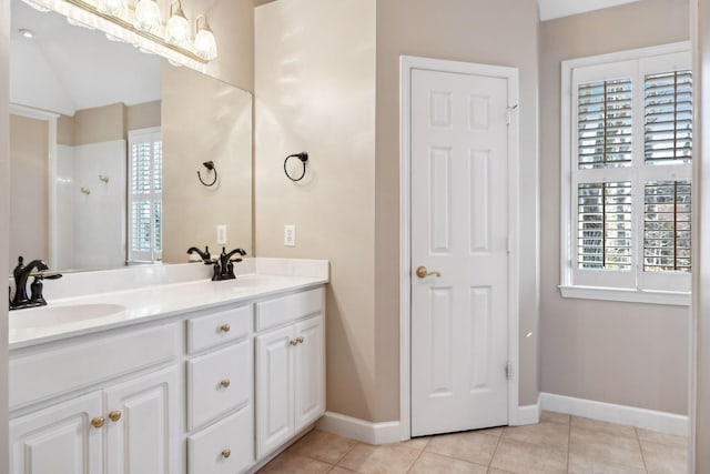 bathroom featuring vanity and tile patterned floors