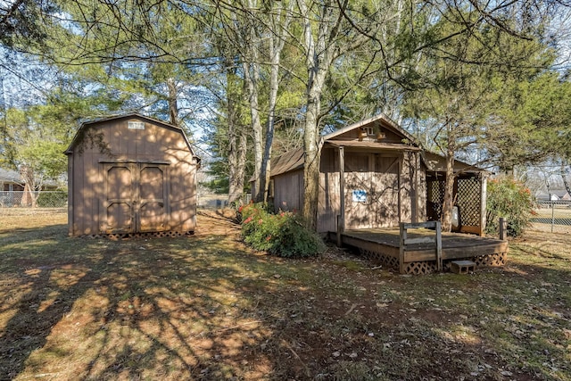 exterior space featuring a storage unit