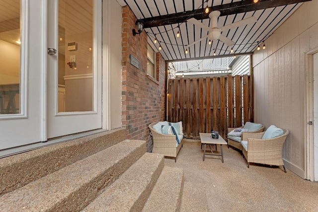 view of patio / terrace featuring ceiling fan