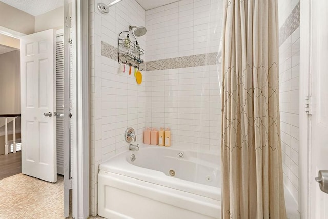 bathroom with shower / bathtub combination with curtain