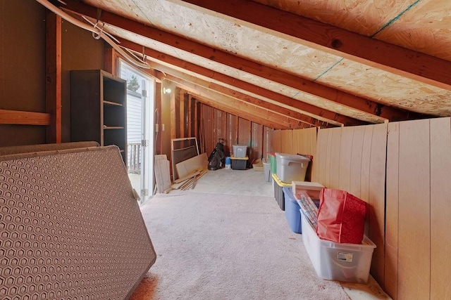 view of unfinished attic