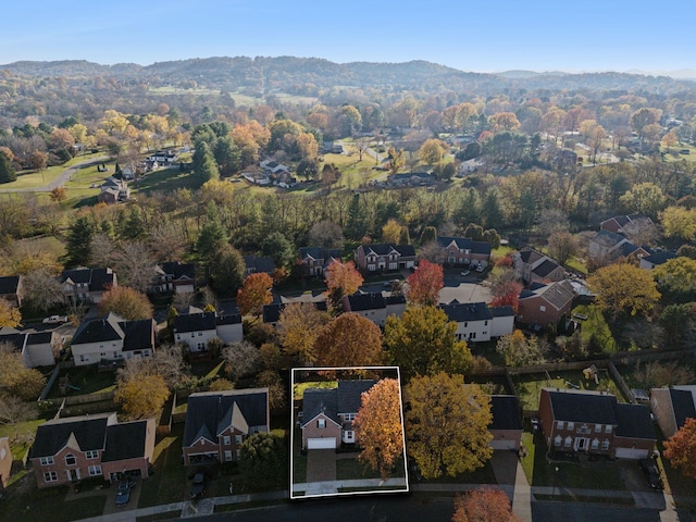 bird's eye view with a mountain view