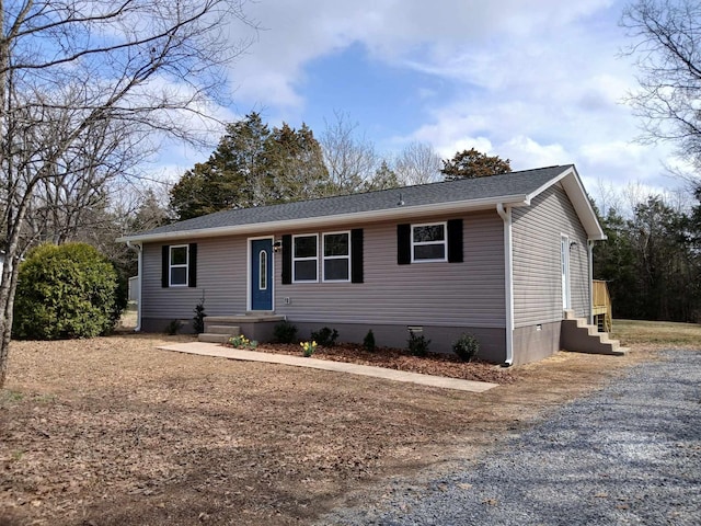 single story home with crawl space