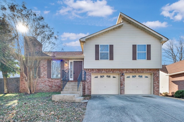 tri-level home featuring a garage