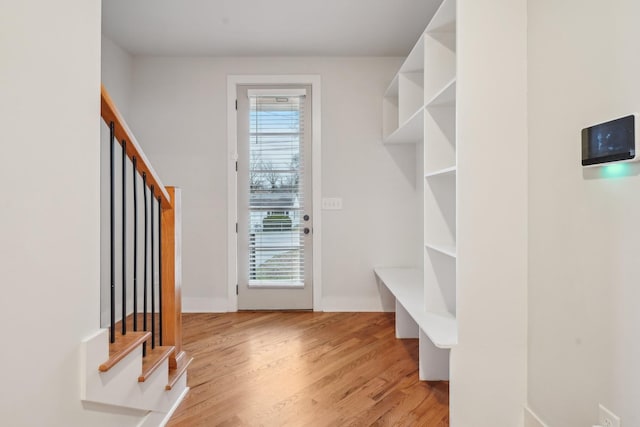 mudroom featuring light hardwood / wood-style flooring