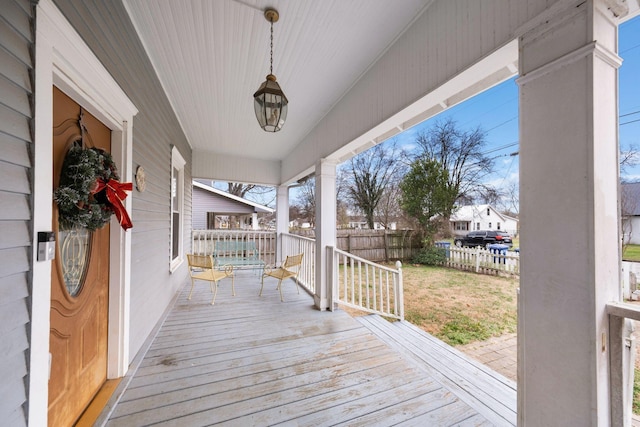 wooden deck with covered porch