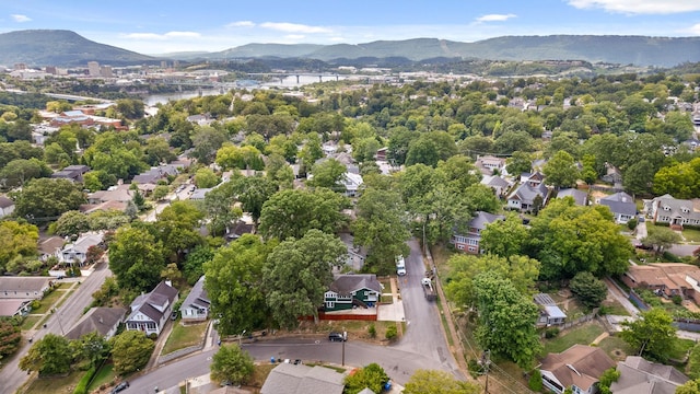 bird's eye view with a mountain view