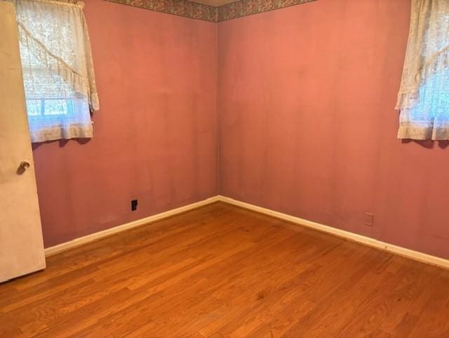 empty room with hardwood / wood-style flooring