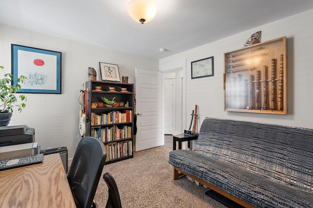 view of carpeted home office