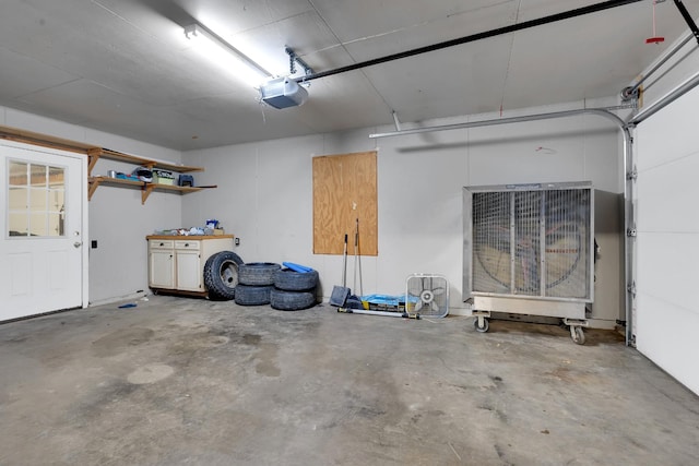 garage with a garage door opener